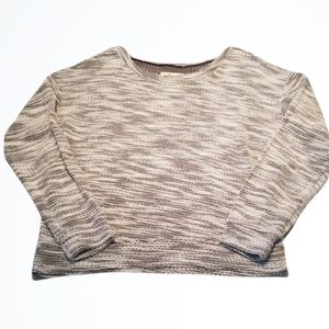 Hollister Grey and White Cropped Lightweight Crew Neck Sweatshirt Size S Bust 37